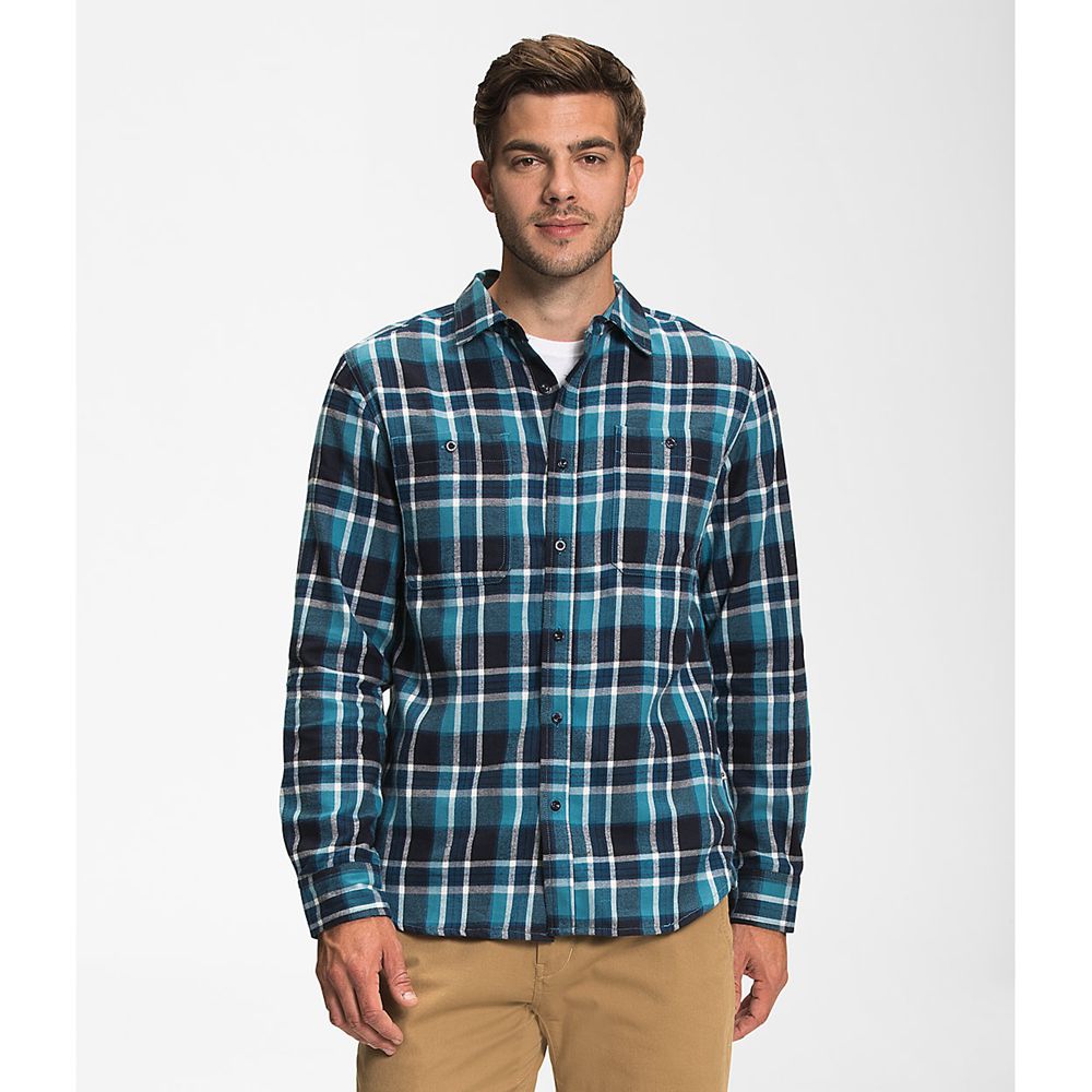 The North Face Long Sleeve Mens Australia - The North Face Arroyo Lw Flannel Blue (XVK-962471)